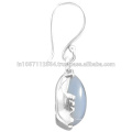 925 Sterling Silver e Natural Chalcedony Gemstone Drop Earrings ao melhor preço